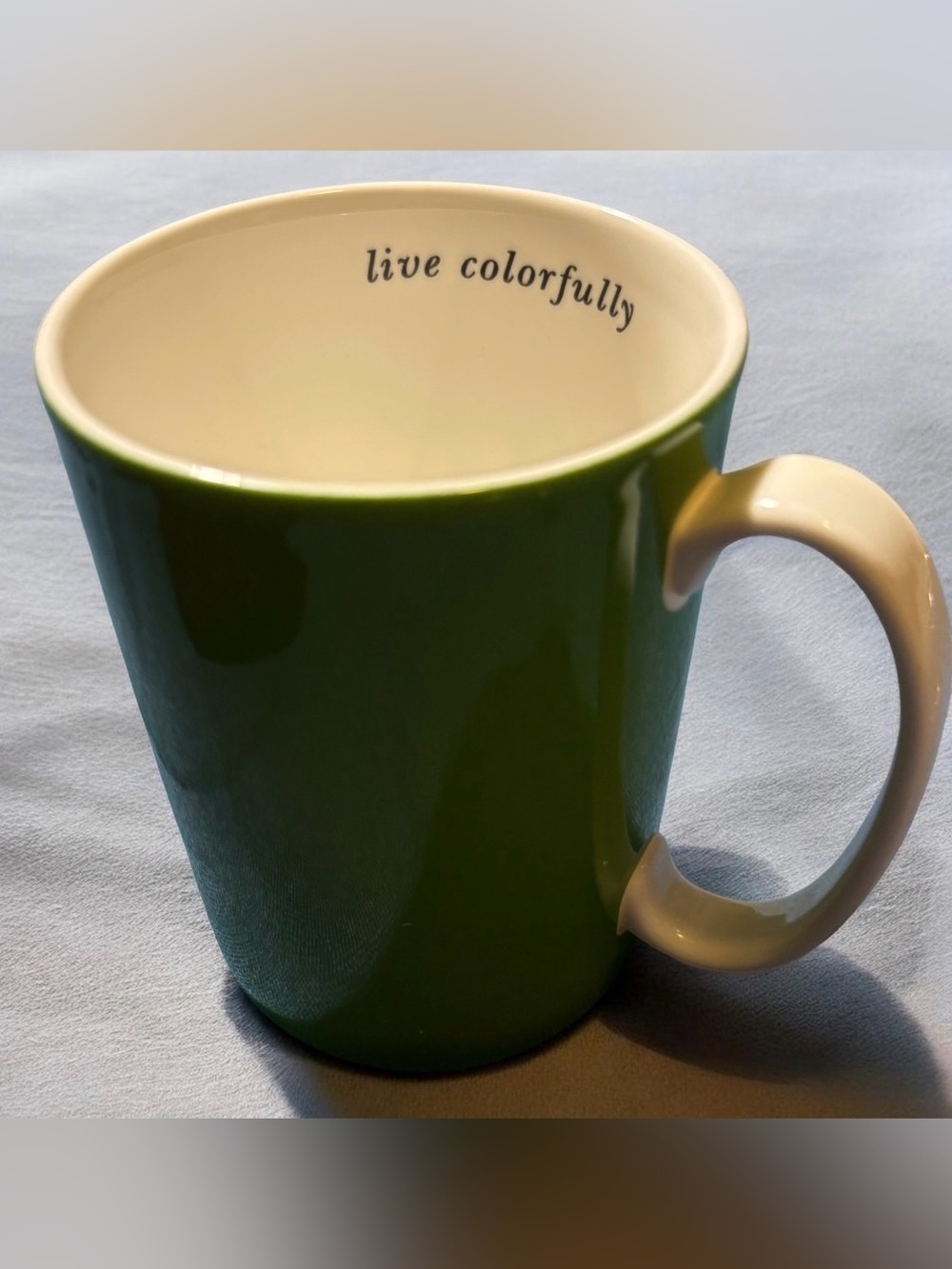 kate spade Green and White "Live Colorfully" Ceramic Mug